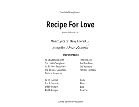 Recipe For Love Arr Drew Zaremba Sheet Music