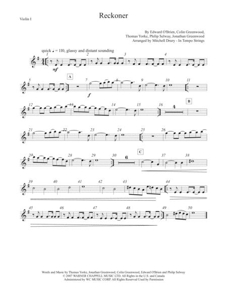 Reckoner String Quartet Trio Sheet Music