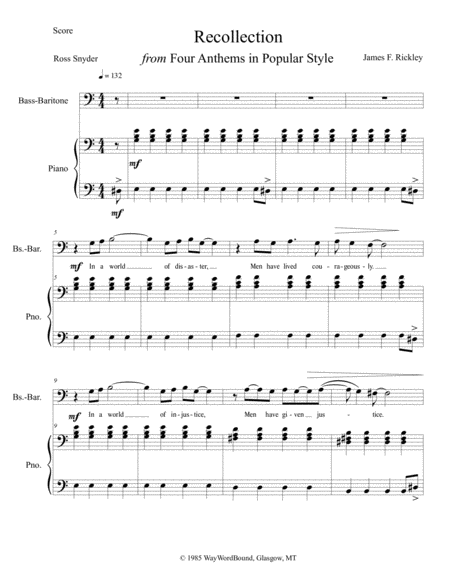 Recollection From Four Anthems In Popular Style Sheet Music