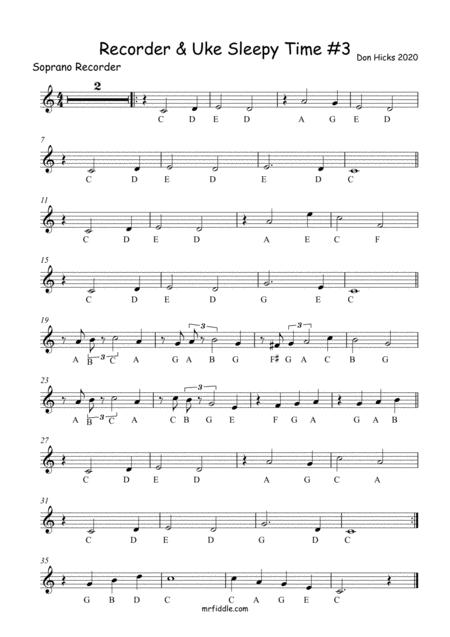 Recorder And Uke Sleepy Time 3 Sheet Music