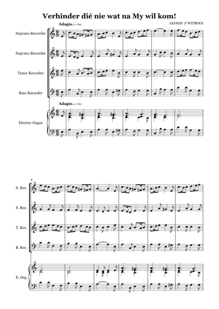 Recorder Quartet Sonata 2 Mov Ii Adagio Sheet Music