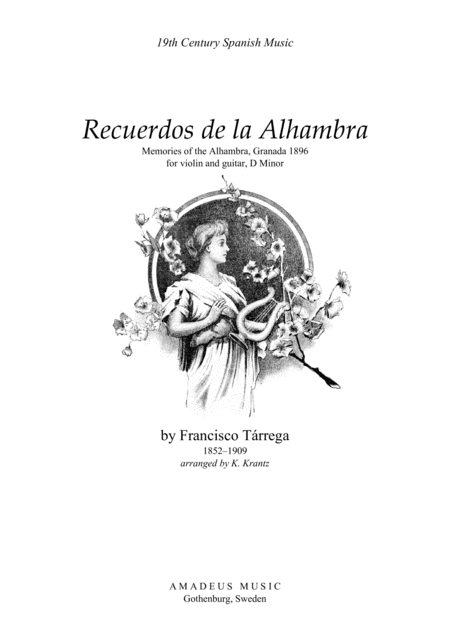 Free Sheet Music Recuerdos De La Alhambra D Minor For Violin And Guitar