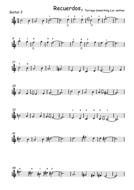 Free Sheet Music Recuerdos De La Alhambra Guitar 2