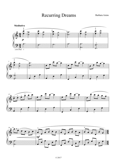 Recurring Dreams By Barbara Arens Sheet Music