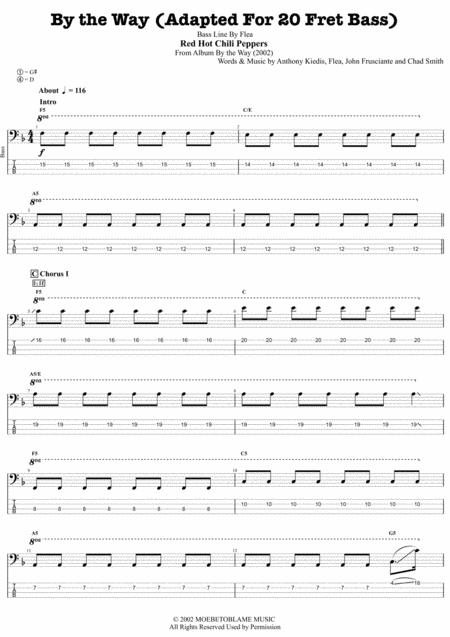 Red Hot Chili Peppers By The Way Adapted For 20 Frets Bass Bass Transcription Complete And Accurate Sheet Music