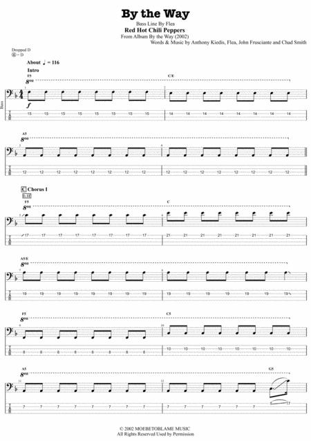 Red Hot Chili Peppers By The Way Bass Transcription Complete And Accurate Sheet Music