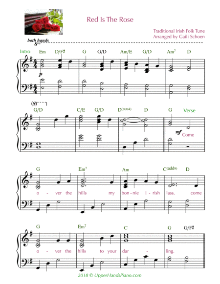 Free Sheet Music Red Is The Rose Early Intermediate