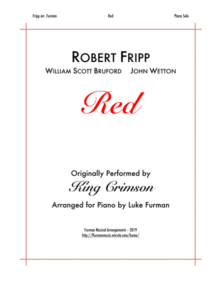 Red Piano Solo Sheet Music