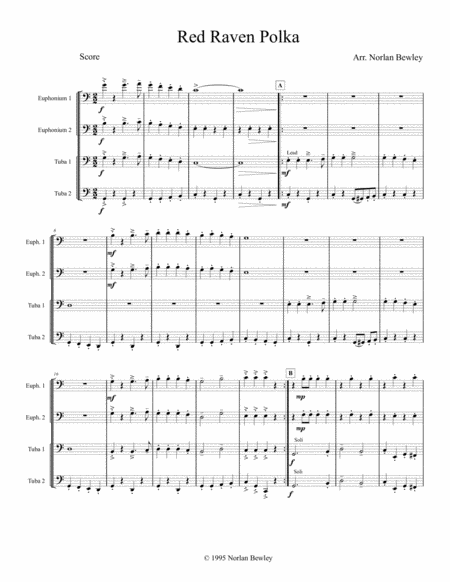 Red Raven Polka Tuba Euphonium Quartet Sheet Music