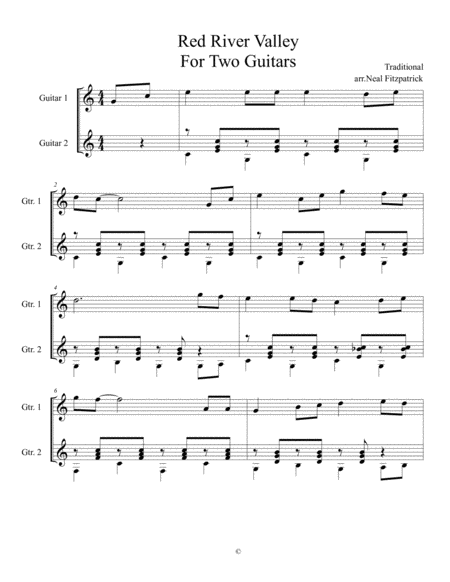 Red River Valley For Two Guitars Sheet Music