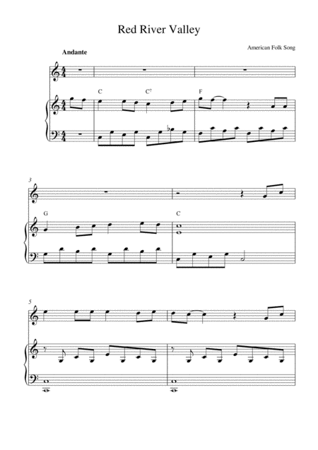 Red River Valley Oboe Solo And Piano Accompaniment Sheet Music