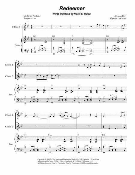 Redeemer Duet For C Instruments Sheet Music