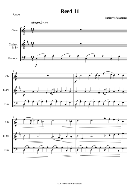 Reed 11 For Reed Trio Sheet Music