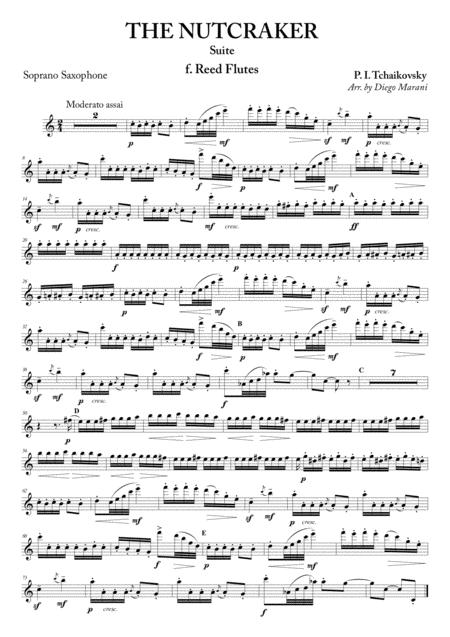 Reed Flutes From Nutcracker Suite For Saxophone Quartet Sheet Music