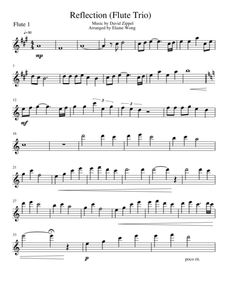 Free Sheet Music Reflection From Mulan Flute Trio