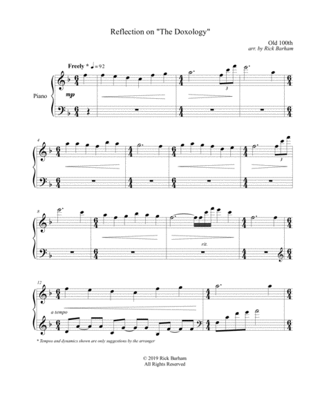 Free Sheet Music Reflection On The Doxology