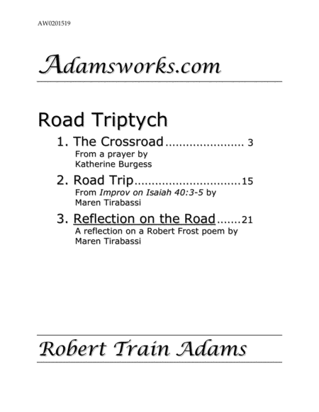 Free Sheet Music Reflection On The Road From Road Triptych