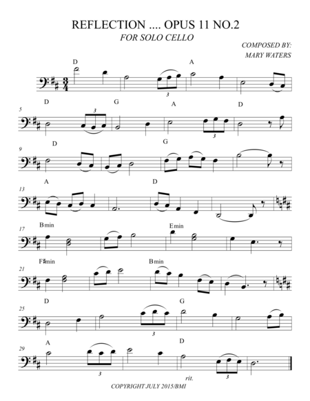 Free Sheet Music Reflection Opus 11 No 2