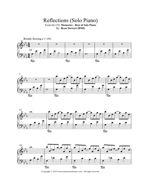 Reflections Solo Piano Sheet Music