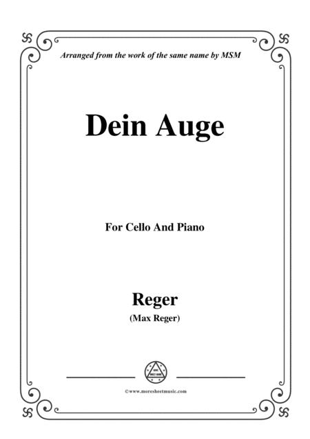 Free Sheet Music Reger Dein Auge For Cello And Piano