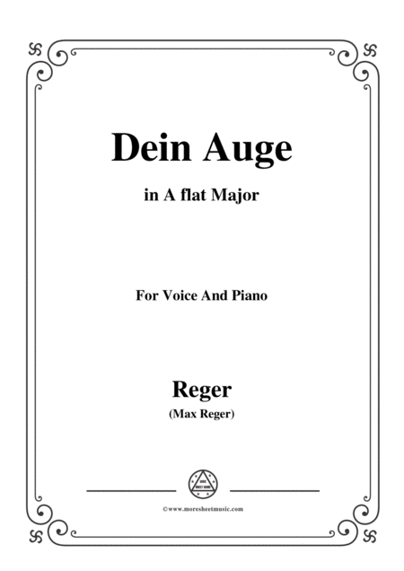 Reger Dein Auge In A Flat Major For Voice And Piano Sheet Music