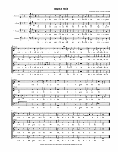 Free Sheet Music Regina Caeli Canali