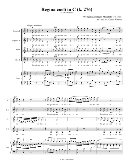 Regina Coeli In C Ssaa Sheet Music