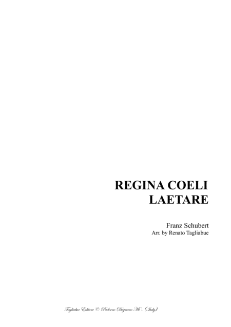 Regina Coeli Laetare F Schubert Arr For Satb Choir And Organ Sheet Music