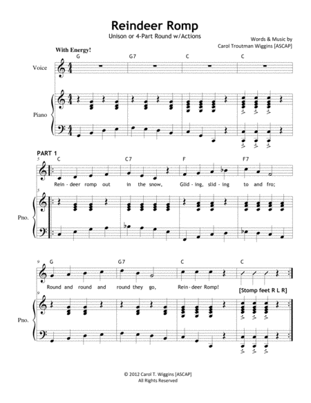 Reindeer Romp Unison Round Sheet Music