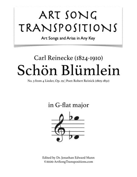 Reinecke Schn Blmlein Op 29 No 3 Transposed To G Flat Major Sheet Music