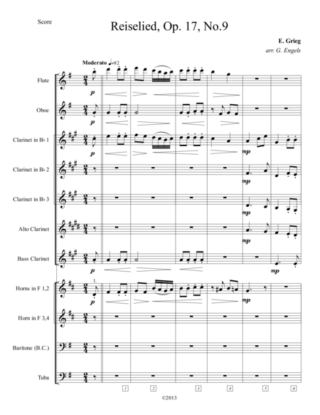 Reiselied For Winds Op 17 No 9 Sheet Music