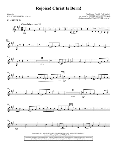 Rejoice Christ Is Born Bb Clarinet Sheet Music