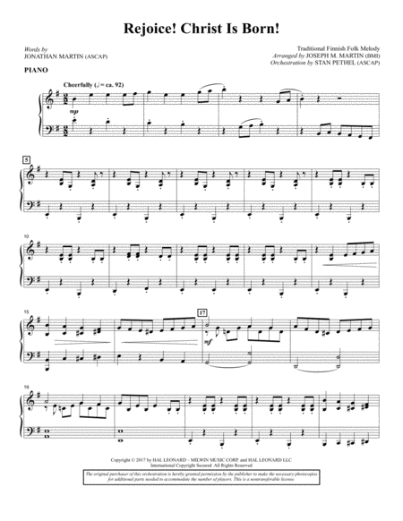 Rejoice Christ Is Born Piano Sheet Music