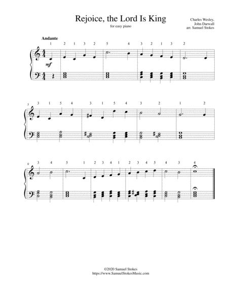 Rejoice The Lord Is King For Easy Piano Sheet Music