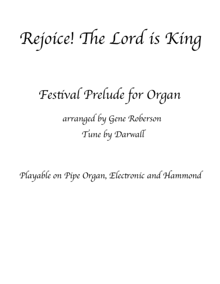 Rejoice The Lord Is King Organ Solo Sheet Music