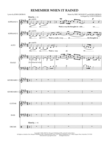 Free Sheet Music Remember When It Rained Combo Parts For Advanced Ssa