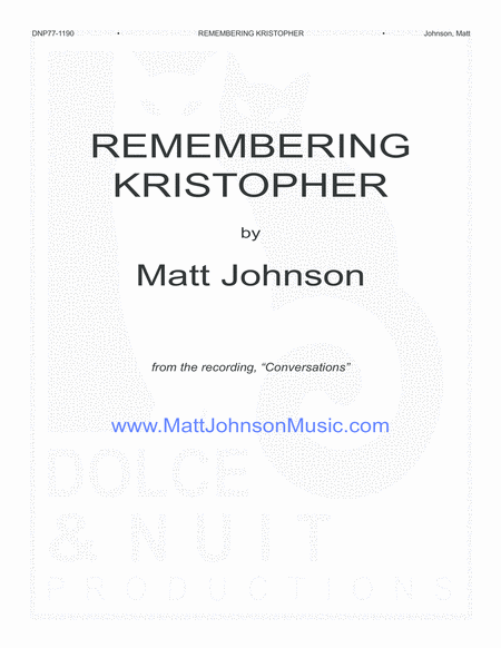 Remembering Kristopher Sheet Music