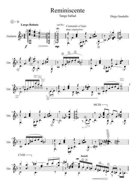 Free Sheet Music Reminiscente Tango Ballad