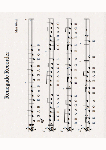 Free Sheet Music Renegade Recorder