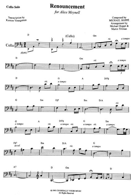 Free Sheet Music Renouncement For Cello And Piano Keyboards