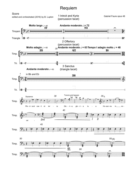 Free Sheet Music Requiem Faure Percussion Parts Only