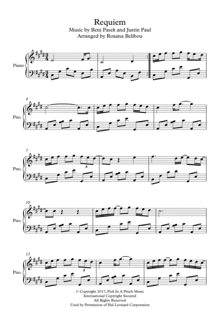 Requiem From Dear Evan Hansen Piano Sheet Music