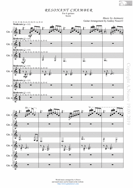 Resonant Chamber Sheet Music For 6 Guitars Sheet Music