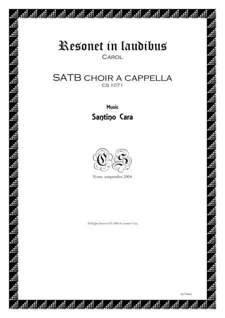 Resonet In Laudibus Carol For Satb Choir A Cappella Sheet Music