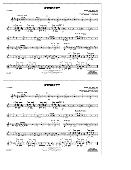 Respect Arr Michael Oare Eb Alto Sax Sheet Music