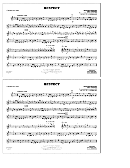 Respect Arr Michael Oare Eb Baritone Sax Sheet Music