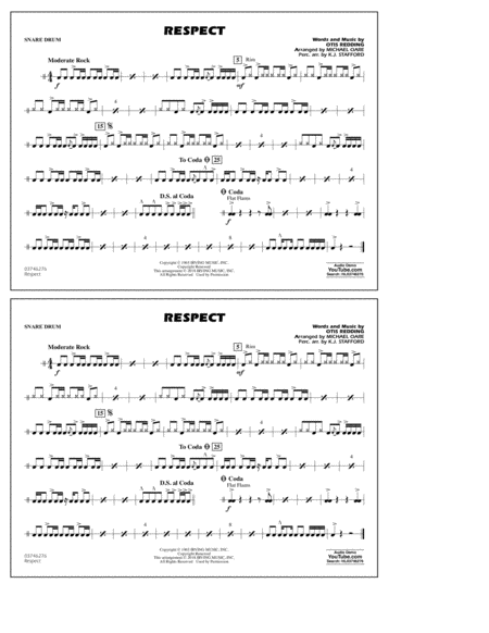 Respect Arr Michael Oare Snare Drum Sheet Music