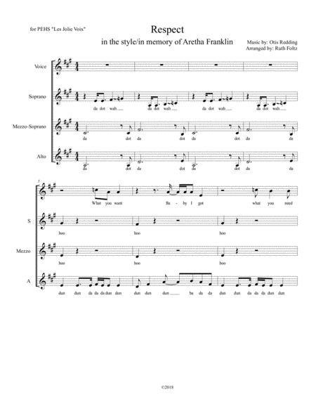 Free Sheet Music Respect In A Major Intermediate