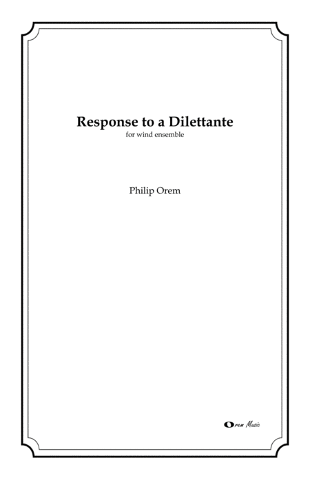 Free Sheet Music Response To A Dilettante Score And Parts