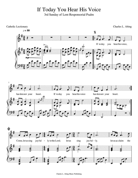 Responsorial Psalm If Today You Hear His Voice Sheet Music